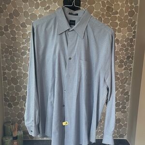 Arrow Men's Classic Blue Plaid Dress Shirt 17 1/2 34/35